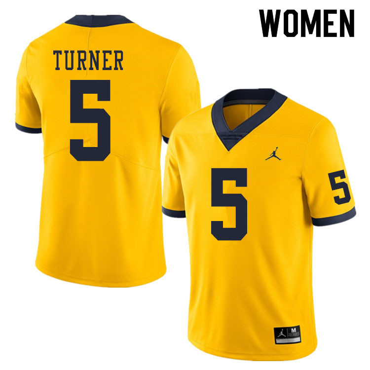 Women #5 DJ Turner Michigan Wolverines College Football Jerseys Sale-Yellow